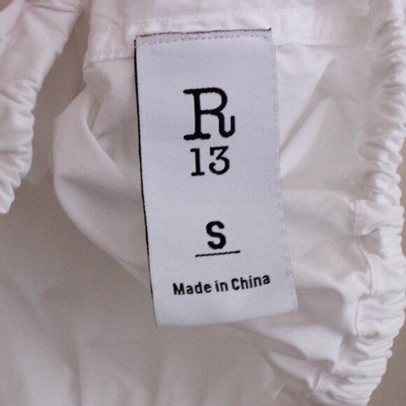 R13 Crossover Bubble Shirt in White Long Sleeve Cotton Button Down - Picture 13 of 15